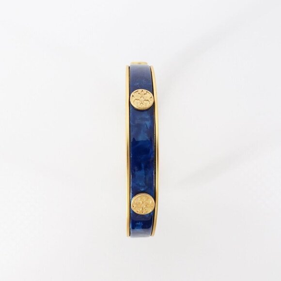 Tory Burch Miller Semiprecious Hinge Studded Bracelet Lapis Blue OS - Picture 2 of 14